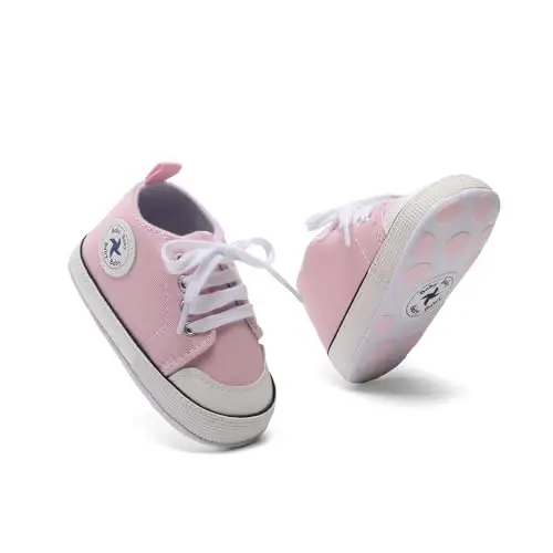 Baby Girls Boys Shoes Soft Anti-Slip Sole Newborn First Walkers High Top Canvas Denim Unisex Infant Sneaker - 4