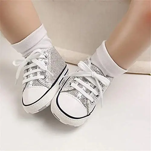 Baby Girls Boys Shoes Soft Anti-Slip Sole Newborn First Walkers High Top Canvas Denim Unisex Infant Sneaker - 2