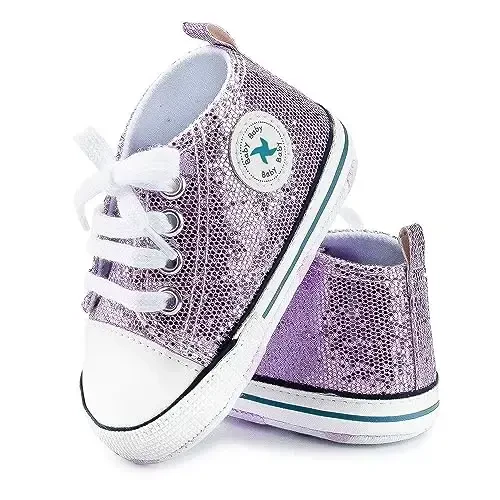 Baby Girls Boys Shoes Soft Anti-Slip Sole Newborn First Walkers High Top Canvas Denim Unisex Infant Sneaker - 3