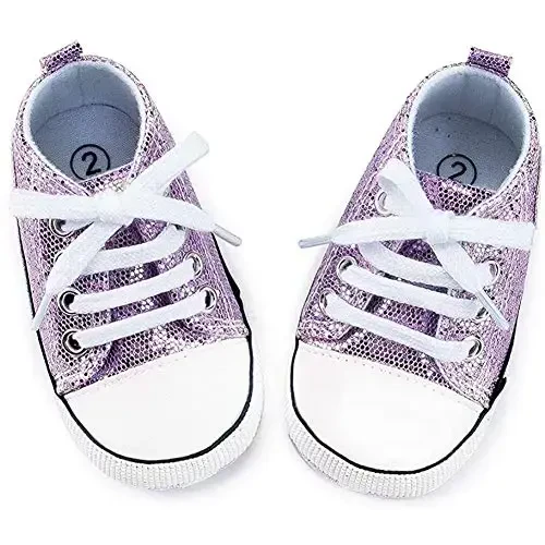 Baby Girls Boys Shoes Soft Anti-Slip Sole Newborn First Walkers High Top Canvas Denim Unisex Infant Sneaker - 4
