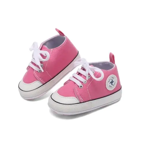 Baby Girls Boys Shoes Soft Anti-Slip Sole Newborn First Walkers High Top Canvas Denim Unisex Infant Sneaker 