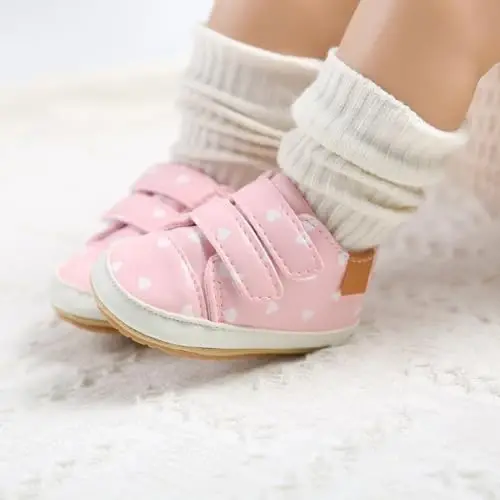 Baby Girls Boys Shoes Soft Anti-Slip Sole Newborn First Walkers High Top Canvas Denim Unisex Infant Sneaker - 2