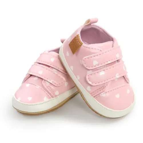 Baby Girls Boys Shoes Soft Anti-Slip Sole Newborn First Walkers High Top Canvas Denim Unisex Infant Sneaker - 4