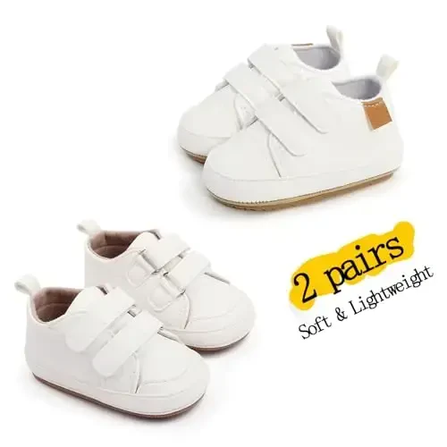Baby Girls Boys Shoes Soft Anti-Slip Sole Newborn First Walkers High Top Canvas Denim Unisex Infant Sneaker - 5