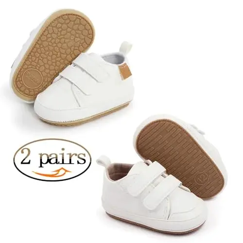 Baby Girls Boys Shoes Soft Anti-Slip Sole Newborn First Walkers High Top Canvas Denim Unisex Infant Sneaker - 2