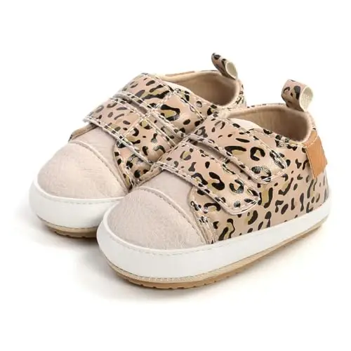 Baby Girls Boys Shoes Soft Anti-Slip Sole Newborn First Walkers High Top Canvas Denim Unisex Infant Sneaker - 5