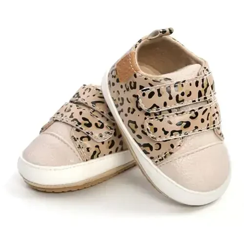 Baby Girls Boys Shoes Soft Anti-Slip Sole Newborn First Walkers High Top Canvas Denim Unisex Infant Sneaker - 4