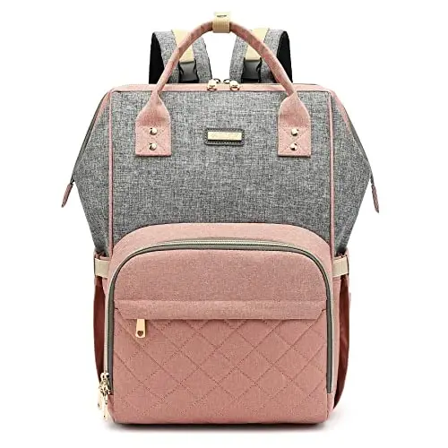 Diaper Bag Backpack, Diaper Bags for Baby Girls Boys, Baby Bags for Moms Dads, Nappy Changing Bag with Insulated Pockets,Multi-functional Waterproof Backpack with Stroller straps-Pink - 1