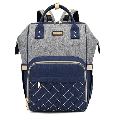Diaper Bag Backpack, Diaper Bags for Baby Girls Boys, Baby Bags for Moms Dads, Nappy Changing Bag with Insulated Pockets,Multi-functional Waterproof Backpack with Stroller straps- Light Grey Blue - 1