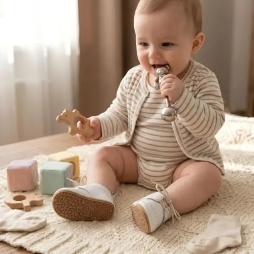 Greceen Infant Baby Boys Girls Leather Loafers Comfort Oxford Dress Wedding Shoes First Walker Outdoor Shoes Crib Shoes - 5