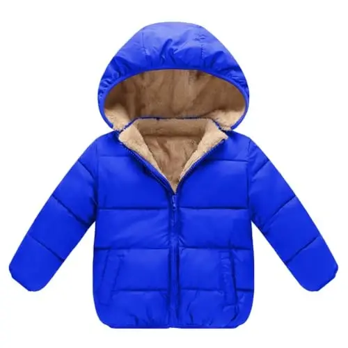 Baby Girls Boys' Winter Fleece Jackets With Hooded Toddler Cotton Dress Warm Lined Coat Outer Clothing 