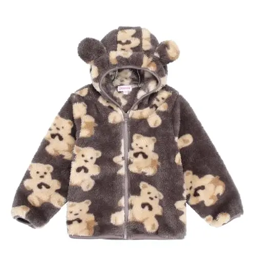 Toddler Girls Boys Fleece Hoody Jacket Zip Up Teddy Coat Warm Winter Outwear - TODDLER