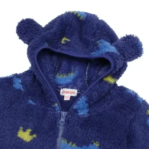 Toddler Girls Boys Fleece Hoody Jacket Zip Up Teddy Coat Warm Winter Outwear - 3
