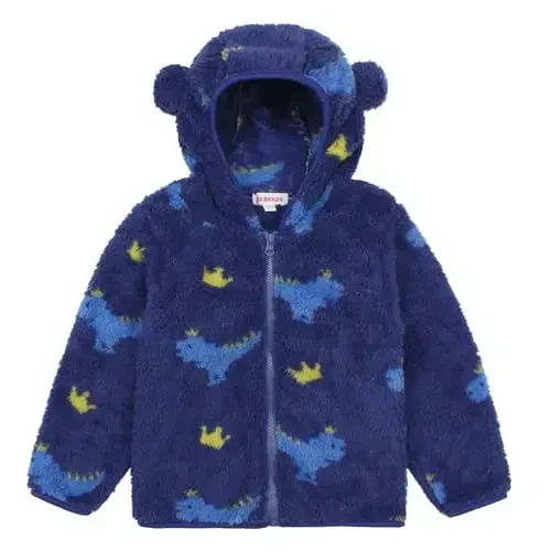 Toddler Girls Boys Fleece Hoody Jacket Zip Up Teddy Coat Warm Winter Outwear - TODDLER