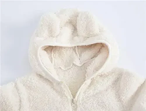 Toddler Girls Boys Fleece Hoody Jacket Zip Up Teddy Coat Warm Winter Outwear - 3