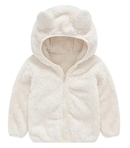 Toddler Girls Boys Fleece Hoody Jacket Zip Up Teddy Coat Warm Winter Outwear - TODDLER