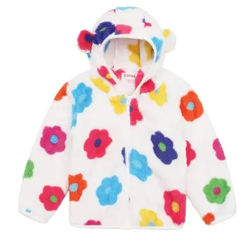Toddler Girls Boys Fleece Hoody Jacket Zip Up Teddy Coat Warm Winter Outwear - 1