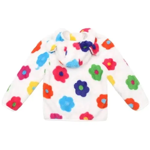 Toddler Girls Boys Fleece Hoody Jacket Zip Up Teddy Coat Warm Winter Outwear - 2