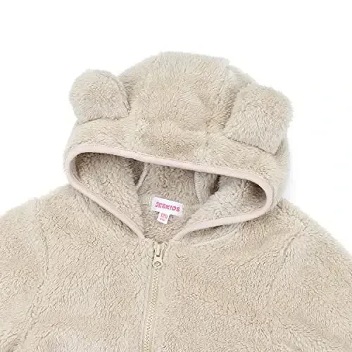 Toddler Girls Boys Fleece Hoody Jacket Zip Up Teddy Coat Warm Winter Outwear - 4