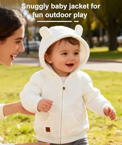 Baby Girls Boys Warm Adorable Hooded Zip Coat for Fall Spring Outerwear 3-24M Kids Jacket - 4