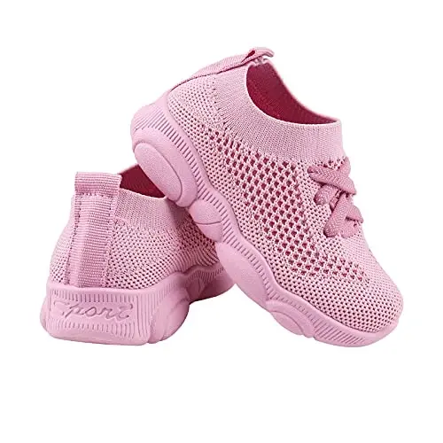 Toddler Baby Girls Boys Tennis White Walking Barefoot Slip on Shoes 18-24 Months Size 5 Wide Toe Box Summer Soft Sole Flexible Dinosaur Cheer Shoes Breathable Outdoor Soccer Rubber Sneakers - 1