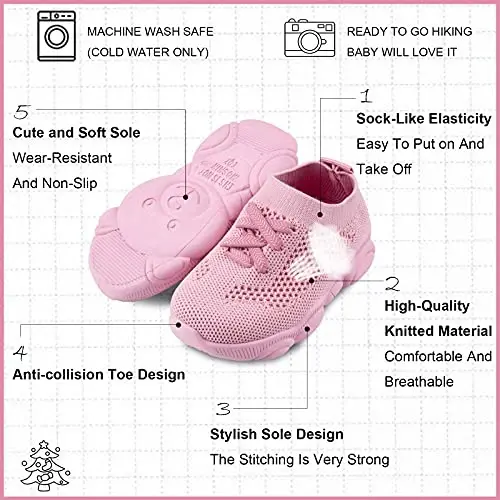 Toddler Baby Girls Boys Tennis White Walking Barefoot Slip on Shoes 18-24 Months Size 5 Wide Toe Box Summer Soft Sole Flexible Dinosaur Cheer Shoes Breathable Outdoor Soccer Rubber Sneakers - 2