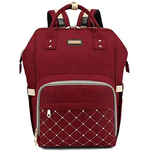 Diaper Bag Backpack, Diaper Bags for Baby Girls Boys, Baby Bags for Moms Dads, Nappy Changing Bag with Insulated Pockets,Multi-functional Waterproof Backpack with Stroller straps-Red 