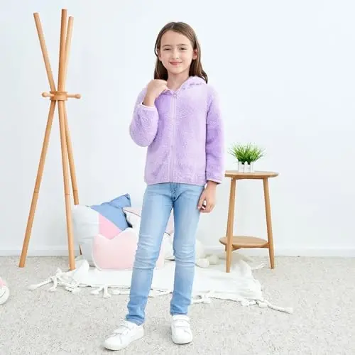Toddler Girls Boys Fleece Hoody Jacket Zip Up Teddy Coat Warm Winter Outwear - TODDLER (1)