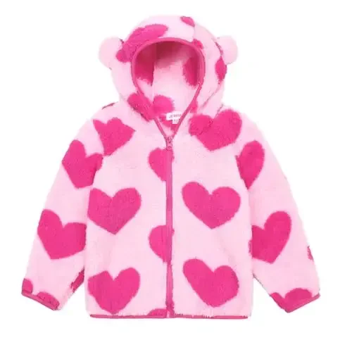 Toddler Girls Boys Fleece Hoody Jacket Zip Up Teddy Coat Warm Winter Outwear 
