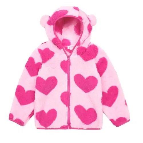 Toddler Girls Boys Fleece Hoody Jacket Zip Up Teddy Coat Warm Winter Outwear - TODDLER
