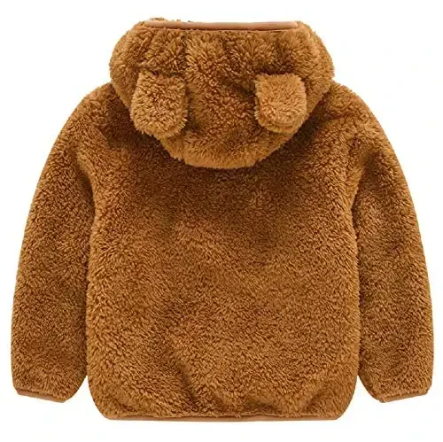 Toddler Girls Boys Fleece Hoody Jacket Zip Up Teddy Coat Warm Winter Outwear - TODDLER (1)