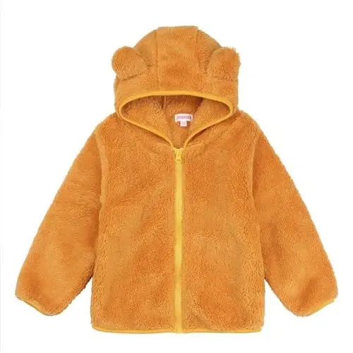 Toddler Girls Boys Fleece Hoody Jacket Zip Up Teddy Coat Warm Winter Outwear - TODDLER