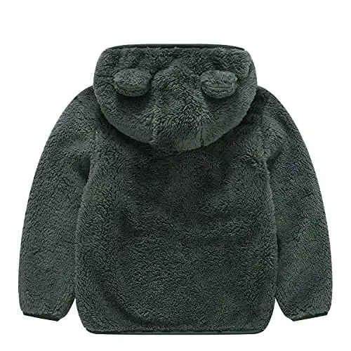 Toddler Girls Boys Fleece Hoody Jacket Zip Up Teddy Coat Warm Winter Outwear - 2