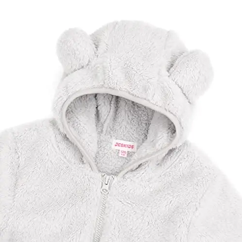 Toddler Girls Boys Fleece Hoody Jacket Zip Up Teddy Coat Warm Winter Outwear - 4