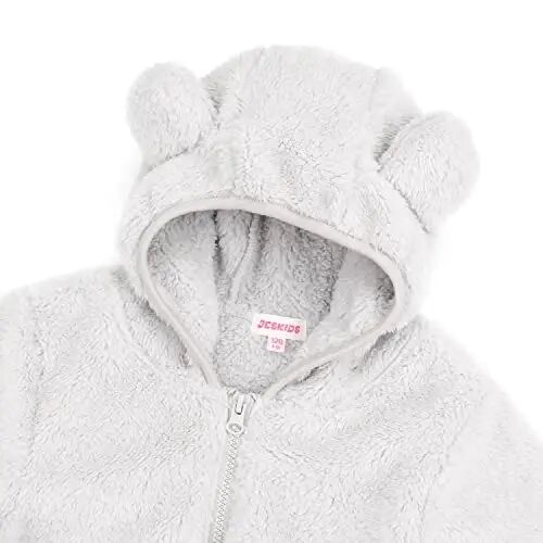 Toddler Girls Boys Fleece Hoody Jacket Zip Up Teddy Coat Warm Winter Outwear - 4