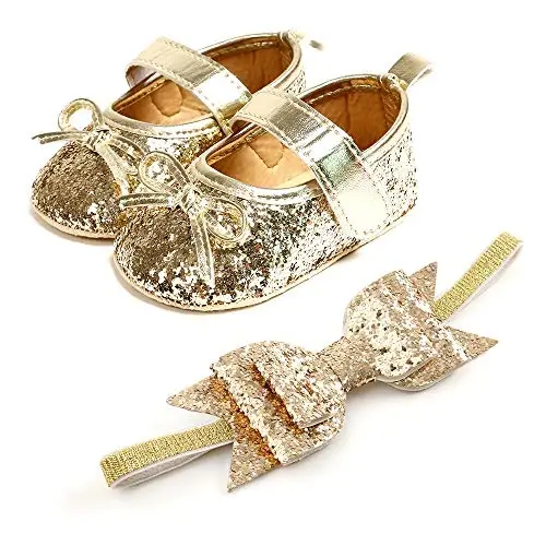 WILLFUN Baby Girls Mary Jane Flats Floral Princess Dress Crib Shoes Non-Slip for Toddler First Walkers - 5