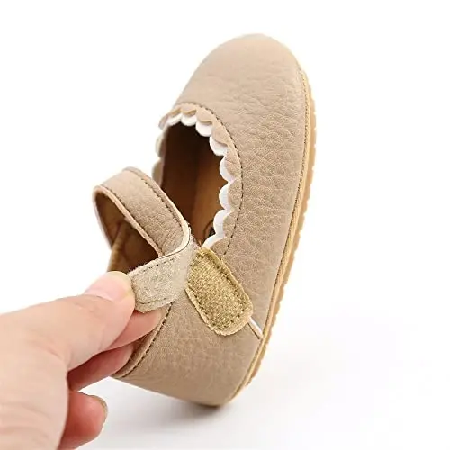 Baby Girl Mary Jane Dress Shoes - Infant Newborn Flats Anti-Slip Soft PU Leather Party School Wedding Princess Baby Girl Shoes - 5