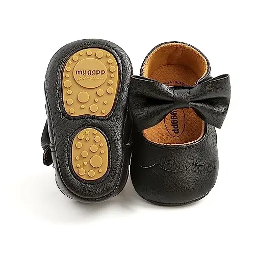 Baby Girl Mary Jane Dress Shoes - Infant Newborn Flats Anti-Slip Soft PU Leather Party School Wedding Princess Baby Girl Shoes - 2