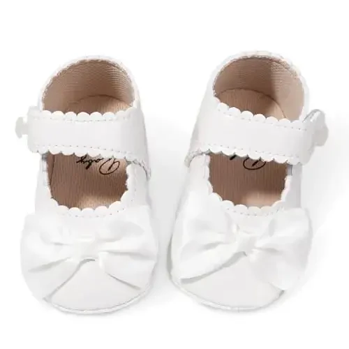 Baby Girl Mary Jane Dress Shoes - Infant Newborn Flats Anti-Slip Soft PU Leather Party School Wedding Princess Baby Girl Shoes 