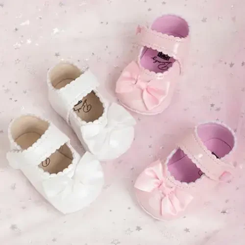 Baby Girl Mary Jane Dress Shoes - Infant Newborn Flats Anti-Slip Soft PU Leather Party School Wedding Princess Baby Girl Shoes - 6