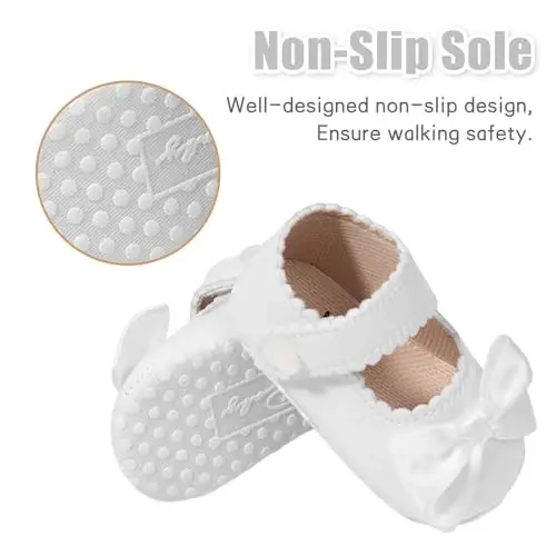 Baby Girl Mary Jane Dress Shoes - Infant Newborn Flats Anti-Slip Soft PU Leather Party School Wedding Princess Baby Girl Shoes - 2