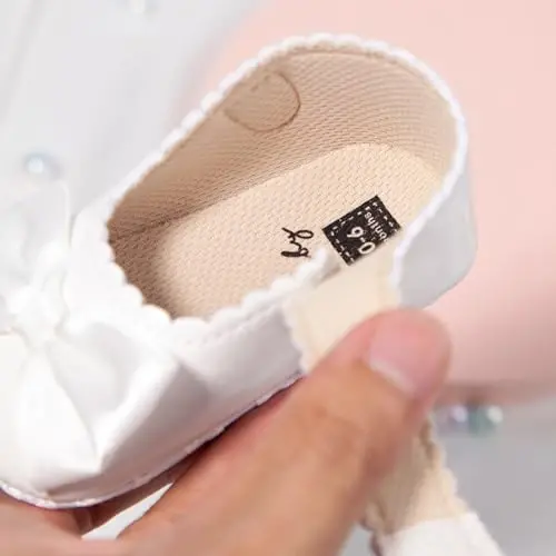 Baby Girl Mary Jane Dress Shoes - Infant Newborn Flats Anti-Slip Soft PU Leather Party School Wedding Princess Baby Girl Shoes - 5