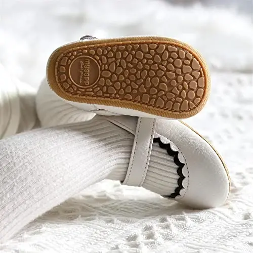 Baby Girl Mary Jane Dress Shoes - Infant Newborn Flats Anti-Slip Soft PU Leather Party School Wedding Princess Baby Girl Shoes - BABY (1)