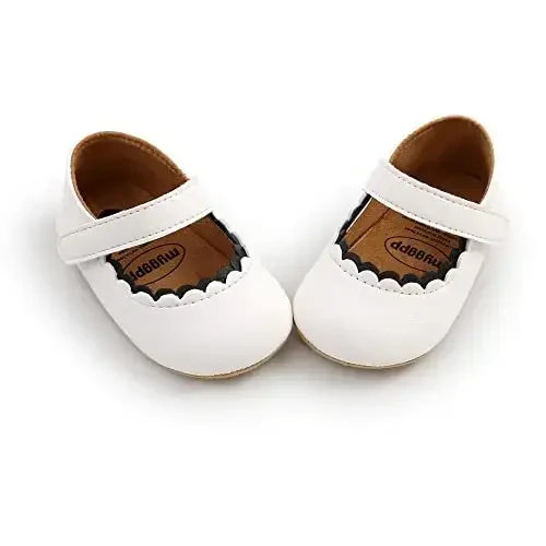 Baby Girl Mary Jane Dress Shoes - Infant Newborn Flats Anti-Slip Soft PU Leather Party School Wedding Princess Baby Girl Shoes - 5