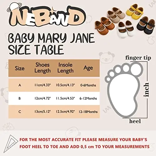 Baby Girl Mary Jane Dress Shoes - Infant Newborn Flats Anti-Slip Soft PU Leather Party School Wedding Princess Baby Girl Shoes - 3