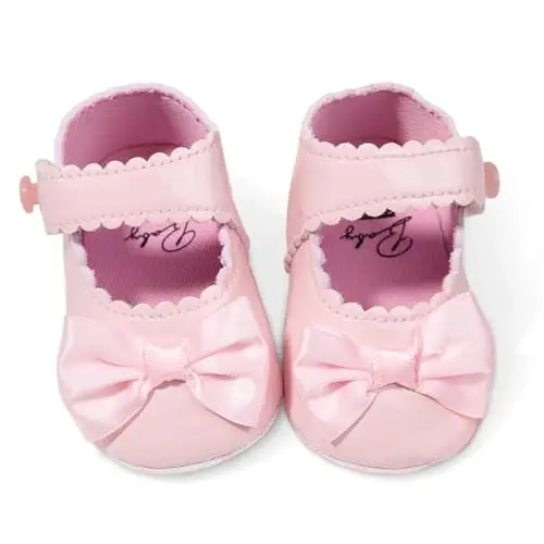 Baby Girl Mary Jane Dress Shoes - Infant Newborn Flats Anti-Slip Soft PU Leather Party School Wedding Princess Baby Girl Shoes 