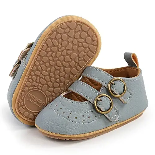 Baby Girl Mary Jane Dress Shoes - Infant Newborn Flats Anti-Slip Soft PU Leather Party School Wedding Princess Baby Girl Shoes 
