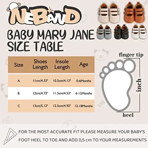 Baby Girl Mary Jane Dress Shoes - Infant Newborn Flats Anti-Slip Soft PU Leather Party School Wedding Princess Baby Girl Shoes - 4