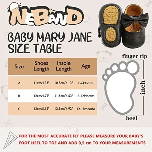 Baby Girl Mary Jane Dress Shoes - Infant Newborn Flats Anti-Slip Soft PU Leather Party School Wedding Princess Baby Girl Shoes - 6