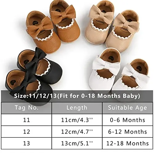 Baby Girl Mary Jane Dress Shoes - Infant Newborn Flats Anti-Slip Soft PU Leather Party School Wedding Princess Baby Girl Shoes - 4
